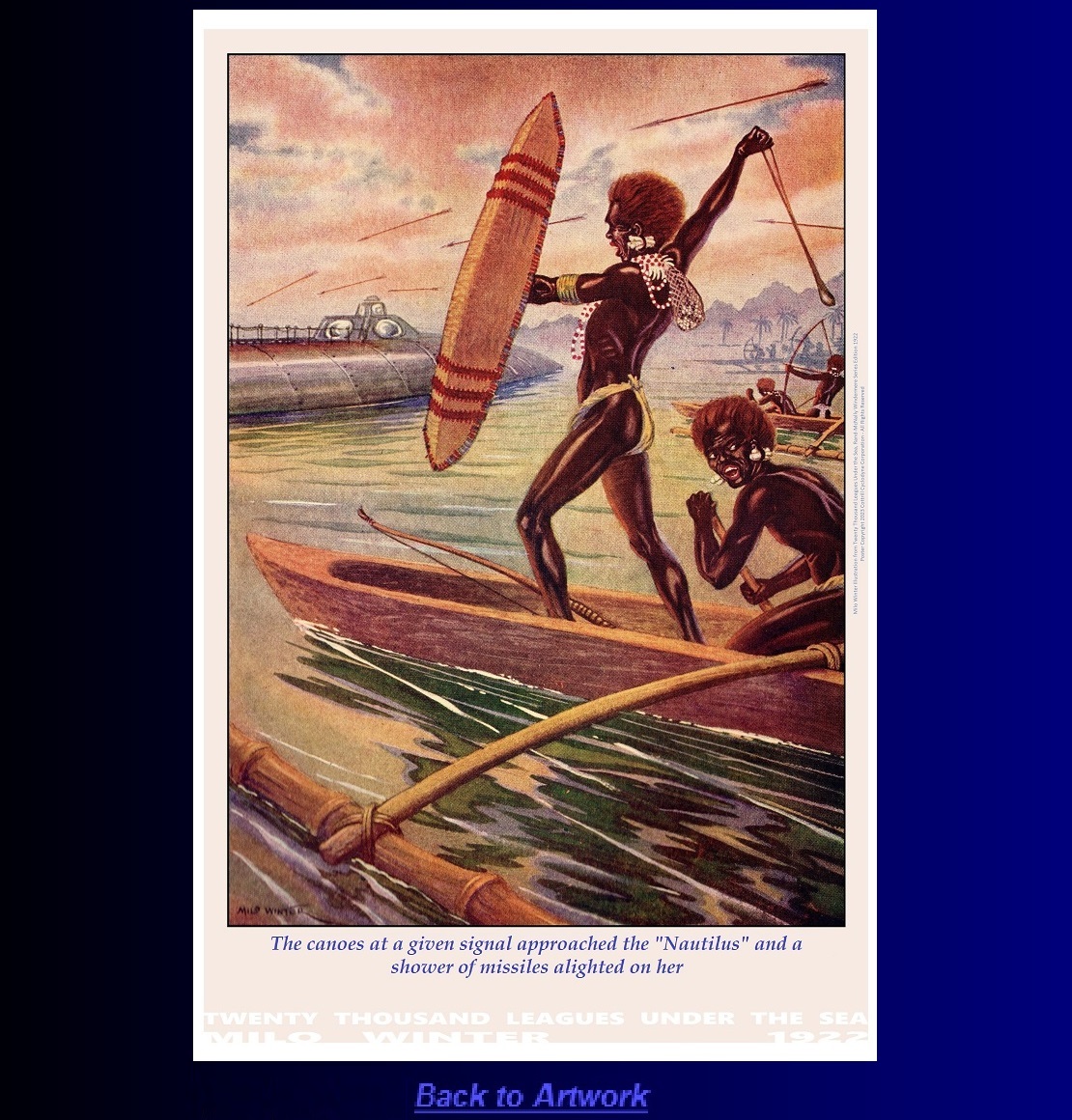 Portrait poster: The canoes at a given signal approached the 